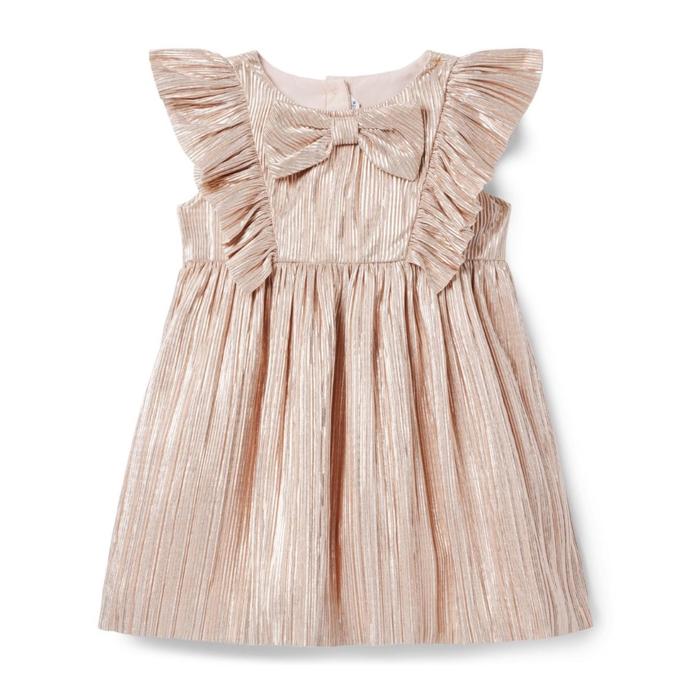12-18m Janie & Jack Metallic Plisse Dress ✨ worn once for wedding